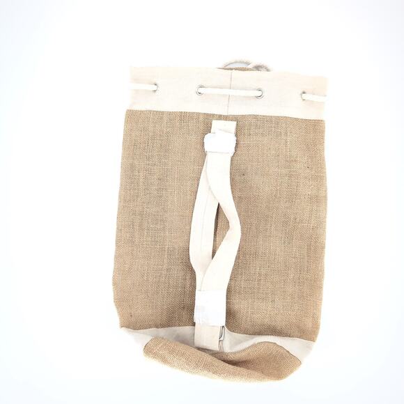 DiSaronno Velvet Cream Canvas Drawstring Bucket Bag / Backpack with Pocket - NEW - Picture 7 of 14